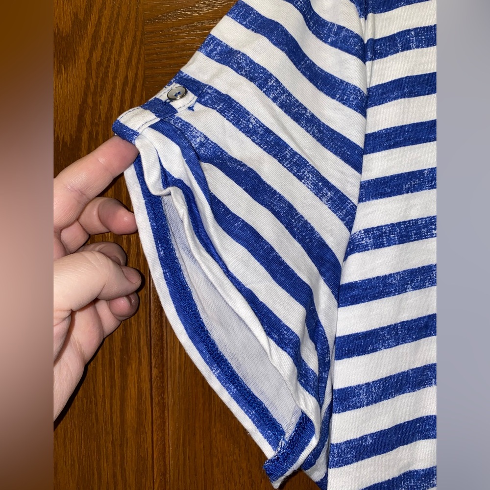 Nwot Chico’s Size 4 Bordered Stripe Basic Tee In … - image 2